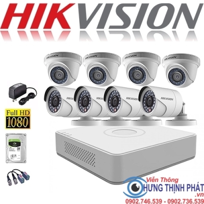 TRỌN BỘ 8 CAMERA QUAN SÁT HIKVISON 2.0 MPX